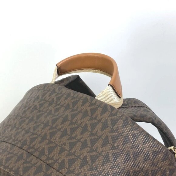Michael Kors 30T0G04B6B Bag Monogram SLATER Backpack PVC/Leather Brown Unused - Picture 6 of 16